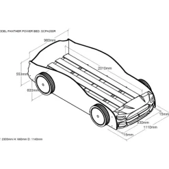 Seng til børn 90 x 200 cm – Panther Power bilseng, rød