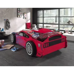 Seng til børn 90 x 200 cm – Panther Power bilseng, rød