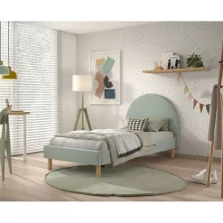 Seng 90x200 – Moon bouclé i olivengrøn