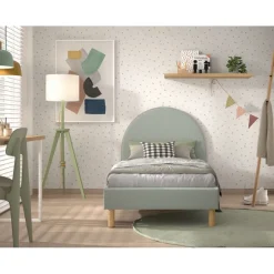 Seng 90x200 – Moon bouclé i olivengrøn