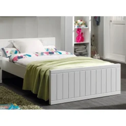 Seng 120x200 – Robin i hvid MDF med lamelbund