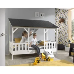 Seng 90x200 hus-seng – hvid/sort tag