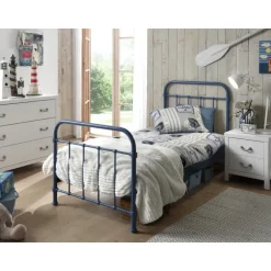 Seng 90x200 metal – New York, blå