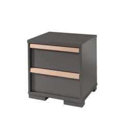 Sengebord i anthracit – London med 2 skuffer og soft-close