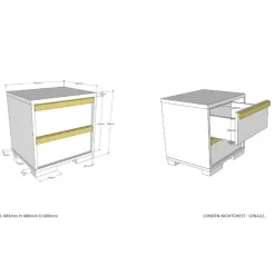 Sengebord i anthracit – London med 2 skuffer og soft-close