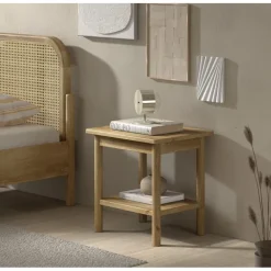 Sengebord i eg – Olive natbord med hylder