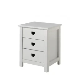 Sengebord i hvid – Amori natbord med 3 skuffer