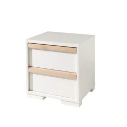 Sengebord i hvid – London natbord med 2 skuffer og soft-close