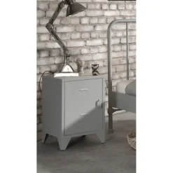 Sengebord i metal – Bronxx, grå (industrial)