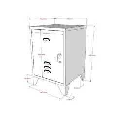 Sengebord i metal – Bronxx, grå (industrial)