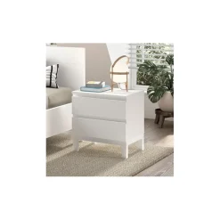 Sengebord med 2 skuffer – Eva, hvid
