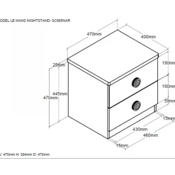 Sengebord til børn MONZA – rød lak, 2 skuffer