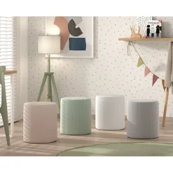 Sengebord/puf Moon – olivengrøn bouclé