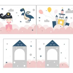 Sengeforhæng til halvhøj seng – Prinsesse Sophie, hvid/lyserød (PINO/SCOTT)