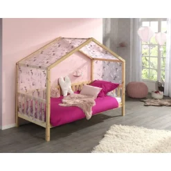 Sengehimmelsæt til hus-seng – DALLAS, sommerfugl, hvid