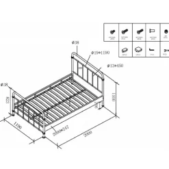 Sengeramme metal 120 x 200 – New York, hvid