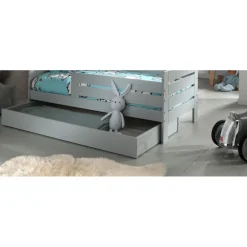 Sengeskuffe i massivt fyr – grå – TOD