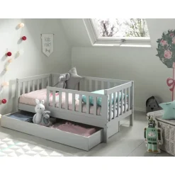 Sengeskuffe i massivt fyr – grå – TOD