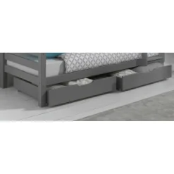 Sengeskuffer i træ – Pino, sæt af 2, grå