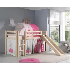 Sengtunnel til halvhøj seng – Princess tema, lyserød