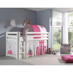 Sengtunnel til halvhøj seng – Princess tema, lyserød