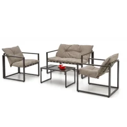 SHARK havemøbel sæt (sofa + 2 stole + kaffeborde), mørkeBrun / Cappuccino