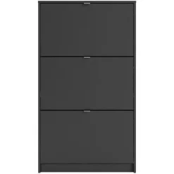 Shoes Skoskab 3 klaplåger med 2 rum - Mat Sort