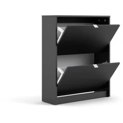 Shoes Skoskab 2 klaplåger med 2 rum - Mat Sort
