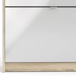 Shoes Skoskab 3 klaplåger m/2 rum + 1 låge - Ege struktur/Hvid højglans