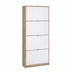 Shoes Skoskab 4 klaplåger m. 1 rum - Ege struktur/Hvid