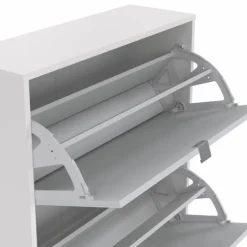 Shoes Skoskab 4 spejl klaplåger med 2 rum - Hvid / Hvid