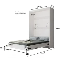 Skabsseng 140x200 cm – Nordica i Hvid med LED
