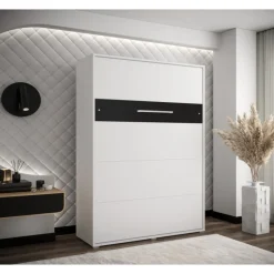 Skabsseng 140x200 cm – Nordica i Hvid/Sort med LED