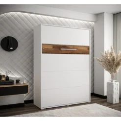 Skabsseng 140x200 cm – Nordica i Hvid/Brun med LED