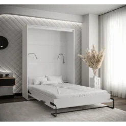 Skabsseng 140x200 cm – Nordica i Hvid/Brun med LED