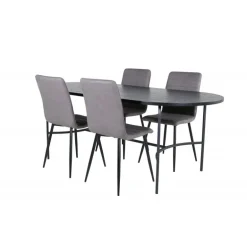 Skate Oval Spisestuesæt - Sort og Grå