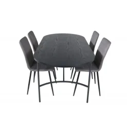 Skate Oval Spisestuesæt - Sort og Grå