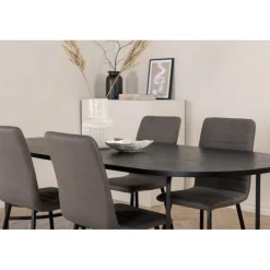 Skate Oval Spisestuesæt - Sort og Grå