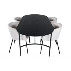 Skate Ovalt spisebordssæt - Beige og Sort