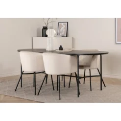 Skate Ovalt spisebordssæt - Beige og Sort