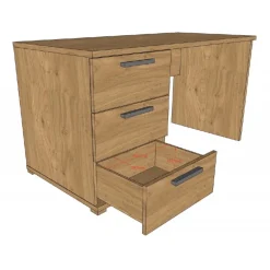 Skrivebord i eg – Sam, 3 skuffer, minimalistisk design