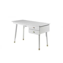 Skrivebord i hvid – Billy, satin white med skuffer