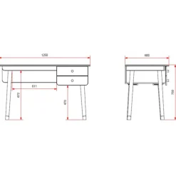 Skrivebord i hvid – Billy, satin white med skuffer