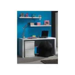 Skrivebord i hvid – Lara, lakeret MDF og fyrretræ