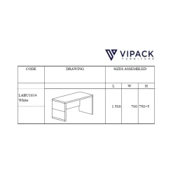 Skrivebord i hvid – Lara, lakeret MDF og fyrretræ