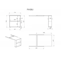 Skrivebord til halvhøj seng – Pino, hvid