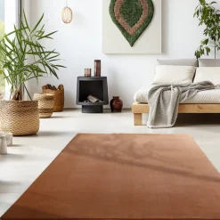 Sky Kortluvet tæppe Ensfarvet - Brun