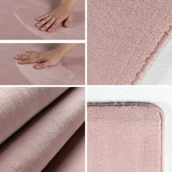 Sky Kortluvet tæppe Ensfarvet - Rosa