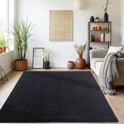 Sky Kortluvet Tæppeløber Ensfarvet - Sort