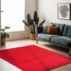 Sky Kortluvet Tæppeløber Ensfarvet - Rød